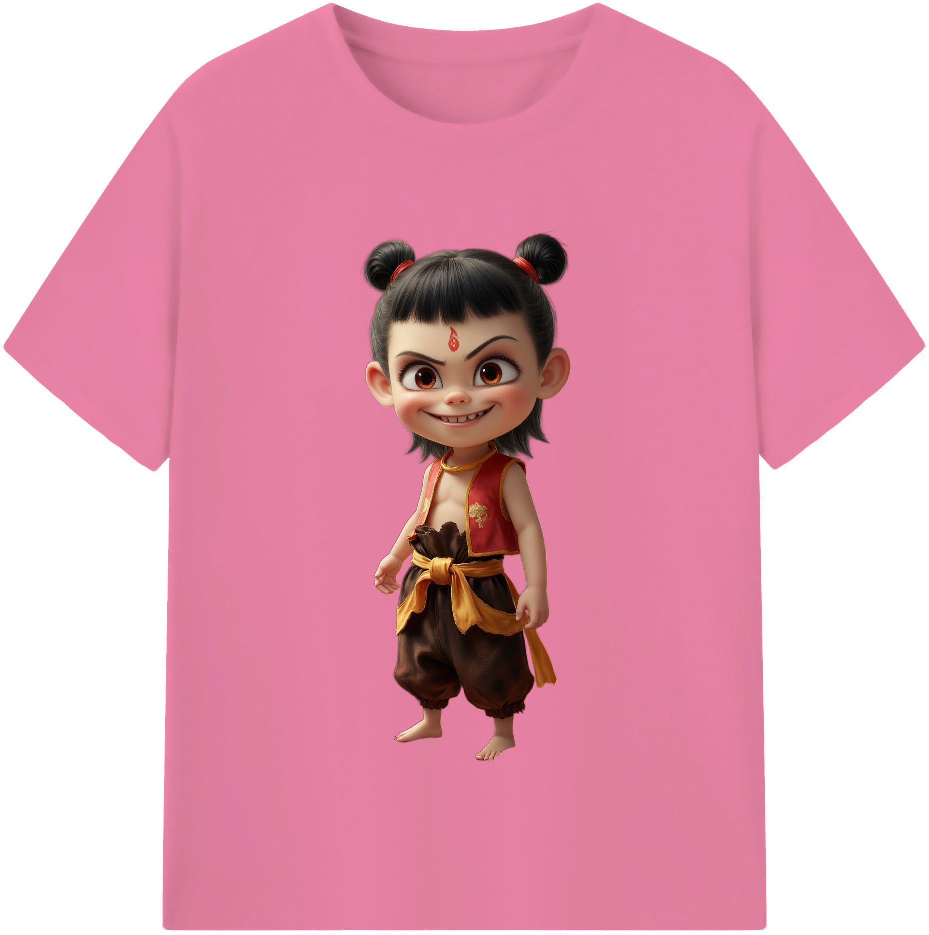 （画像用） Ne Zha 2 ナタ 魔童の大暴れ 綿100％半袖Tシャツ（フロントプリント）